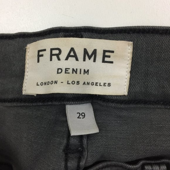 FRAME Denim Le Skinny De Jeanne Grey Shred Wash Distressed 5 Pocket Jeans - Picture 2 of 13